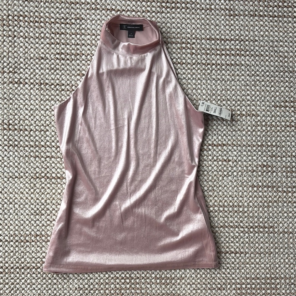 International Concepts Pink Ribbed Halter Top